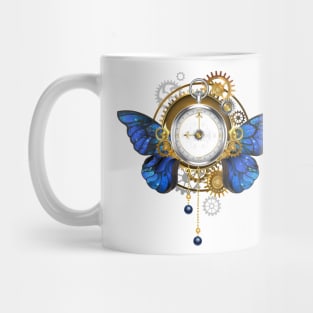 Steampunk Antique Clock with Morpho Butterfly Wings Mug